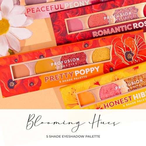 Profusion Cosmetics Blooming Hues 5 Shade Eyeshadow Palette, Red