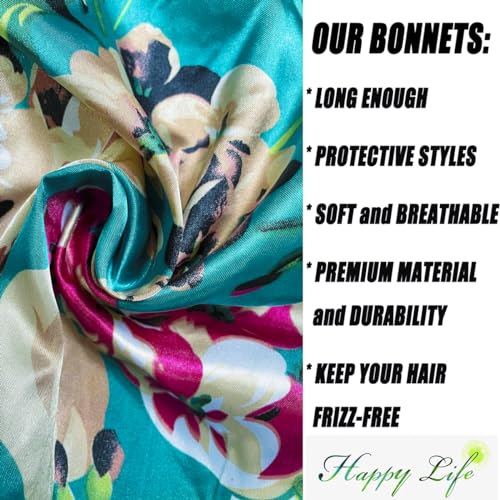 Satin Sleep Bonnet for Long Hair & Braids - 2 Pack