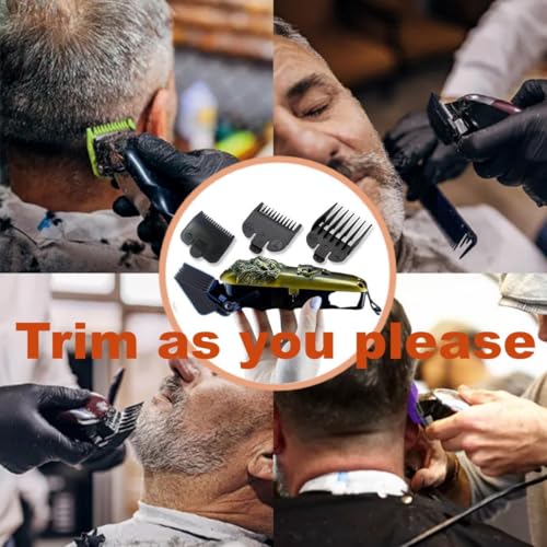 Professional Hair Clipper Combs Guides Set - 1/16 to 1 Size Range, Black Replacement Guards£¬COMPATIBLE WITH WAHL Most Clippers/Trimmers (8 Pieces)