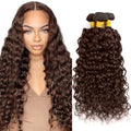 WuvuSnm 28 Inch Dark Brown Water Wave Human Hair Bundles