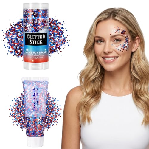 Patriotic Glitter Tattoos - 2PCS 4th of July Face & Body