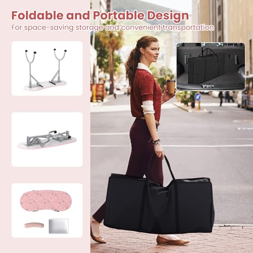 Foldable Portable Nail Table with Lockable Wheels & Carrying Bag
