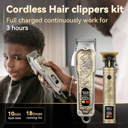 Professional Hair Clippers and Trimmers Set for Men, Cordless Rechargeable Electric Hair Clippers for Hair Cutting, Haircut Clipper for Barber, Men's Gifts for Husband, Barbers, Father