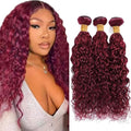 Burgundy Water Wave Human Hair Bundles 20 22 24 Inch