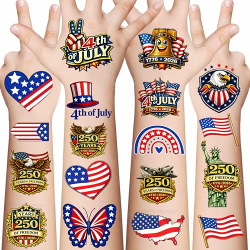 250th Anniversary Patriotic Temporary Tattoos - 60PCS