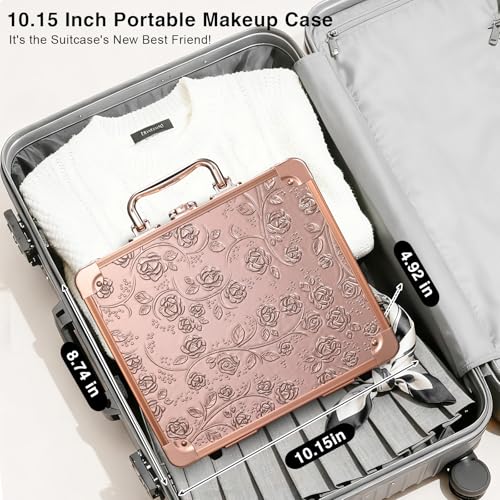 Makeup Case with Magnetic Lighted Mirror & LED Light - Rose Gold