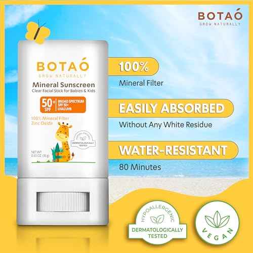 baby Mineral Sunscreen Stick 100% Zinc Oxide SPF 50+ Water Resistant UVA/UVB Protection Easy to Apply Fragrance Free, babies & kids, for sensetive skin, Unscented
