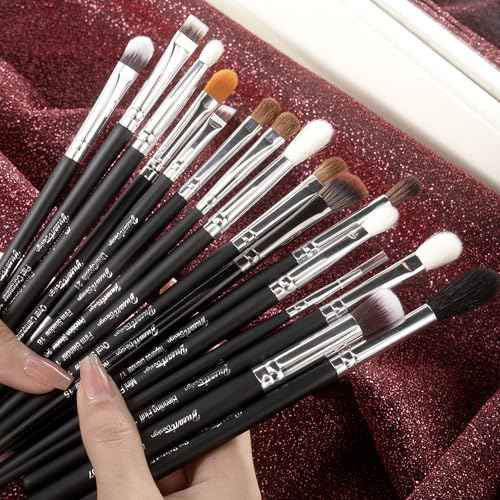 Bueart Design PRO GRADE Natural Hair Eyeshadow Makeup Brush Set,Professional 16Pcs Contour Concealer EyeShadow Eyeliner Brush with Premium Quality for Flawless Eye Makeup Application