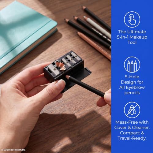 5-Hole Makeup Pencil Sharpener 2-Pack for Eyeliner, Brow & Lip Liners