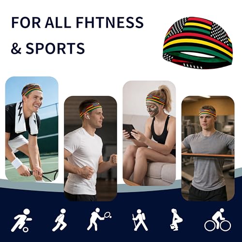 Sports Headband for Women Men,Flag Pattern Workout Head Band,Sweat