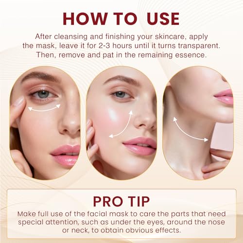 Bio-Collagen Real Deep Masks 12PCS Collagen Face Mask Skin Care Sheet Overnight Skincare Hydrating Smile Line Patches Wrapping Lift Stocking Stuffers Birthday Gifts for Teen Girls