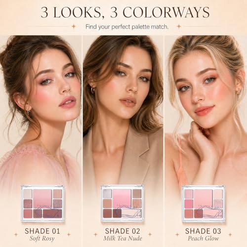 All-in-One Makeup Palette - 6 Eyeshadow, Blush & Contour