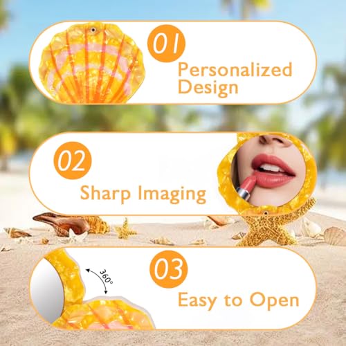Seashell Compact Mirror 360° Rotation Portable Pocket Mirror