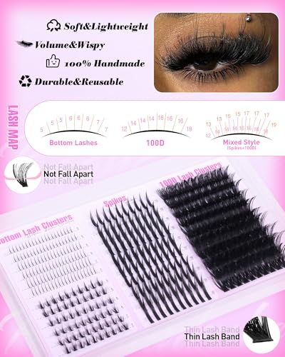 Wispy Lash Clusters 100D Mink Eyelash Extensions - 380PCS DIY