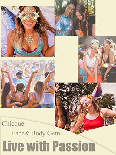 Face Glitter Tattoo Stickers - 3PC Rave Festival Jewelry Set