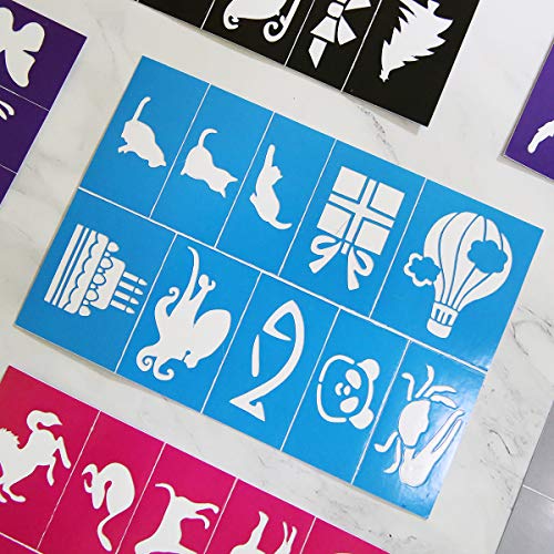 Reusable Face Paint Stencils Kit - 20 Pcs Tattoo Stencils