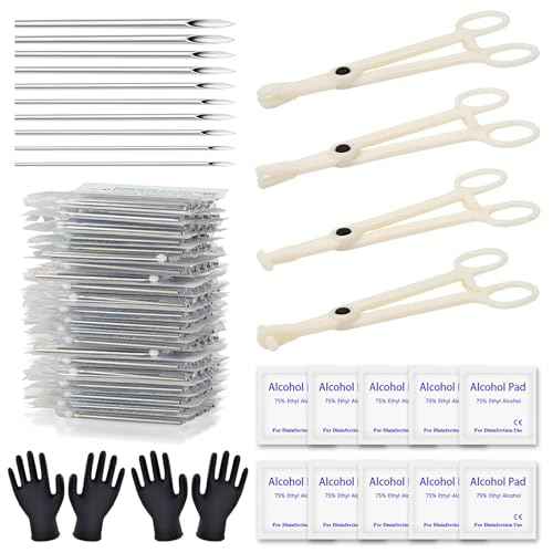Rayyl Body Piercing Tool Kit - 42Pcs Piercing Kit with 12G 14G 16G 18G 20G Piercing Needles Piercing Clamps Forceps for Ear Nose Belly Button Tongue Eyebrow Body Piercing Tool Kit Piercing Supplies