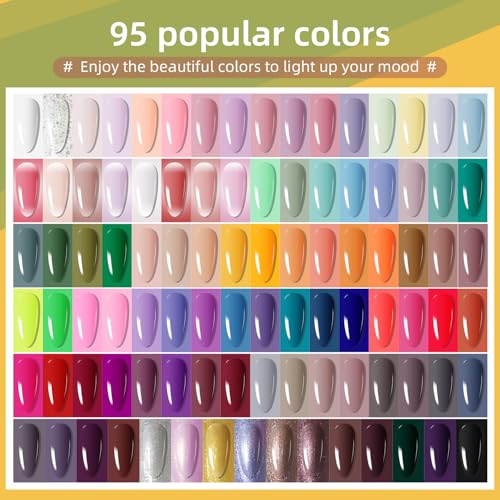 JODSONE 100 PCS Gel Nail Polish Kit No Wipe Soak off Base Coat and Matte Glossy Top Coat Gel Polish Collections for Salon and Home DIY Use