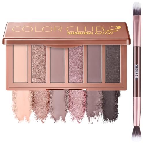 6-Color Neutral Eyeshadow Palette with Brush - Rosy Pink
