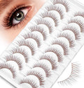 Brown Cat Eye Faux Mink False Lashes - 10 Pairs, Clear Band