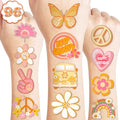 96 PCS Retro 60s 70s Temporary Tattoos for Kids Party