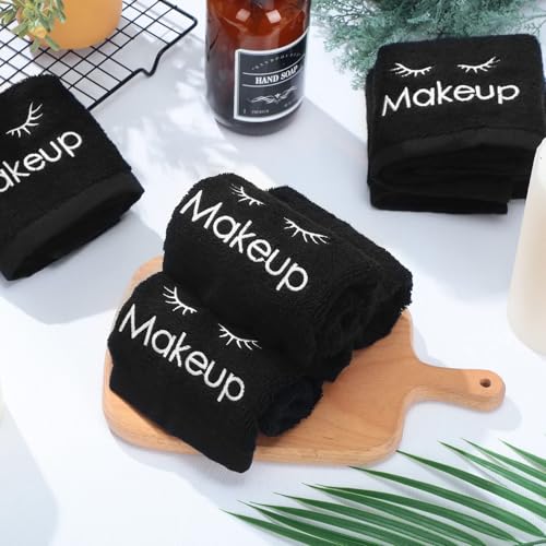 Shimeyao 13x13 Inch Black Makeup Towels Bulk Reusable Makeup Washcloths for Face Facial Remover Washcloths Absorbent Cotton Towel for Salon Spa Women Skin Care(36 Pcs,Classic)