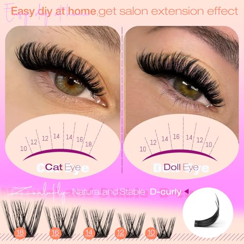 Wispy D-Curl Lash Clusters 10-18mm - 200pcs DIY Extensions