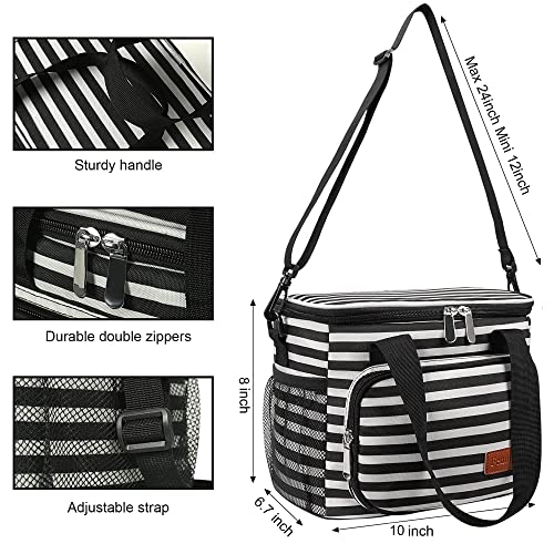 Femuar Lunch Bags for Women/Men, Insulated Lunch Bag for Work Office Picnic - Lunch Cooler Bag Leakproof Lunch Box with Adjustable Shoulder Strap - Stripe