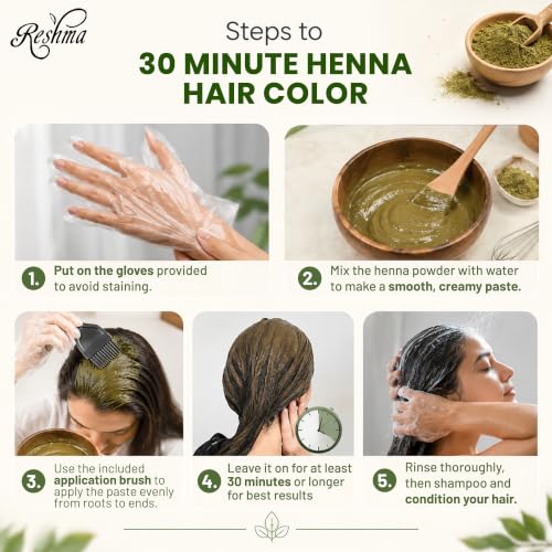 Reshma Beauty Henna Hair Color - 30 Minute Black Dye, 100% Gray Coverage