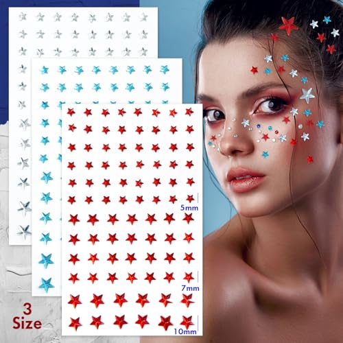 900 Pcs Patriotic Face Gems Stickers - 4th of July Rhinestones