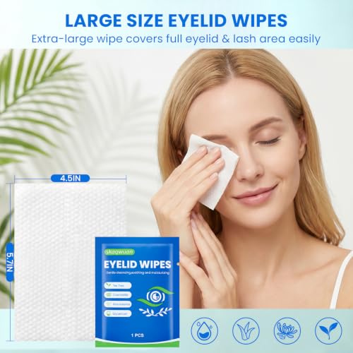 Tea Tree Oil Eyelid Cleansing Wipes, 160 Pcs Gentle Eye Wipes