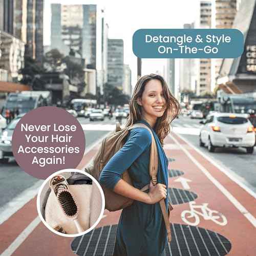 PAK Travel Hair Brush with 30 Hair Accessories for Girls Included - Built in Strorage - Boar And Nylon Bristle - Anti-Static Paddle Travel Brush by BeautyHak