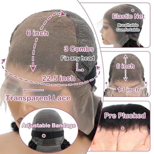 250% Density HD Lace Front Wigs Human Hair 13x6 Deep Wave Lace Front Wigs 28inch Bleached Knots Pre Plucked Curly Wig for Women 100% Human Hair Natural Color