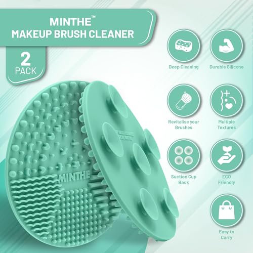 Green Silicone Makeup Brush Cleaner Mat 2 Pack - Deep Cleaning & Travel-Friendly
