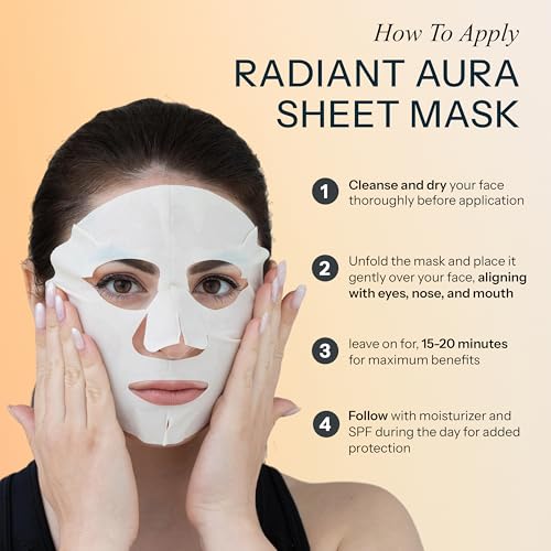 Vitamin E & Vitamin C Sheet Mask ? Dermatologist Tested, Anti Aging, Korean Skin Care ? Deep Hydration, Softens Fine Lines, Fades The Look Of Dark Spots ? Vegan, Clean Beauty ? 5 Count