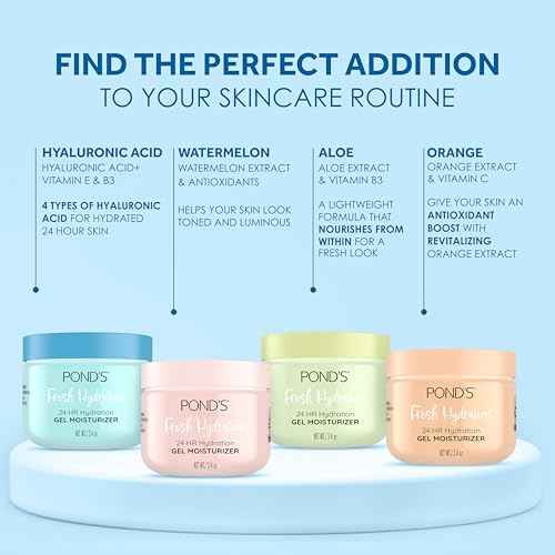 POND'S Hyaluronic Acid, Vitamin E & B3 Gel Face Moisturizer For 24 hour Hydration and Luminous Skin, 3.4 oz
