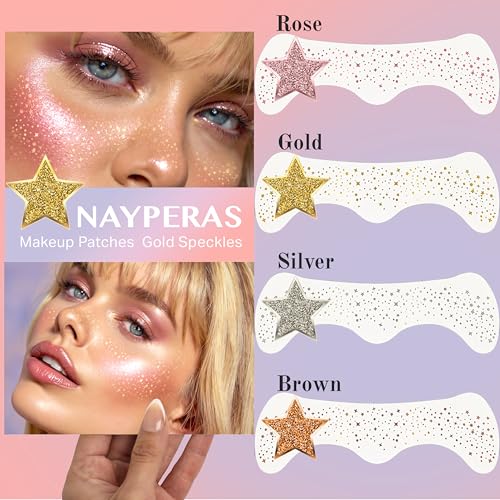 Glitter Freckles Face Tattoo, 10 Pcs Silver Face Glitter Freckles for Women, Face Glitter for Women, Face Glitter for Kids, Fake Sparkle Freckles - (Silver)
