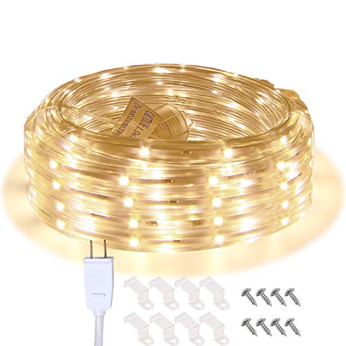 3000K Warm White Rope Lighting, 33ft Flat Flexible LED Strip Lights, Waterproof and Extendable Decor Lights for Garden Patio pergola Yard Christmas Holiday Activities