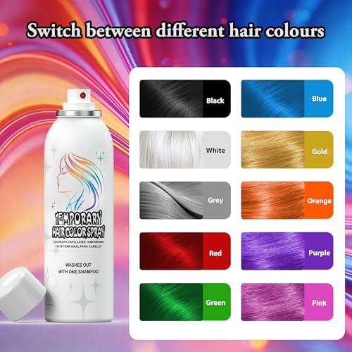 Temporary Black Hair Color Spray - Washable & Non-Sticky