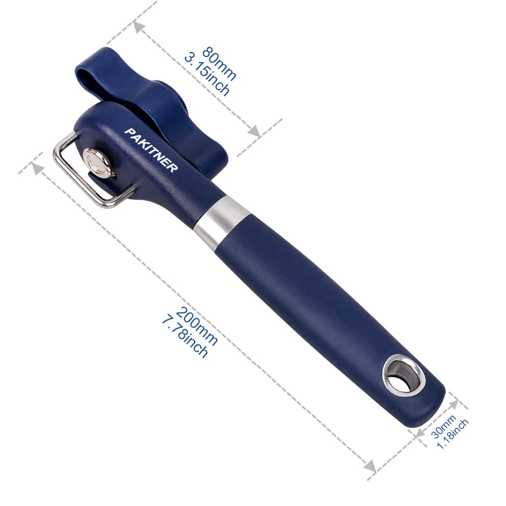 PAKITNER-Cut safe can opener, Manual can opener smooth edge-handheld Side cut can opener, Ergonomic Smooth Edge, Food Grade Stainless Steel Cutting Can Opener for Home, Kitchen & Restaurant,Navy Blue