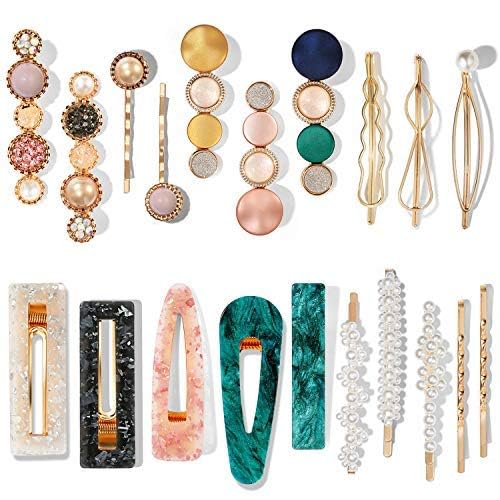 Mehayi 20 PCS Pearl Macaron Hair Clips Set - Acrylic Resin Barrettes