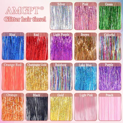 Hair Tinsel Kit with 18 Colors & Tools for Easy Hair Extensions