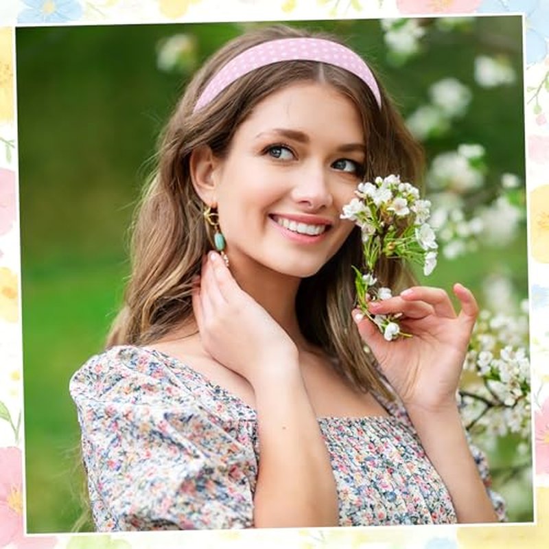 12-Pack Polka Dot & Solid Color Headbands for Girls & Women