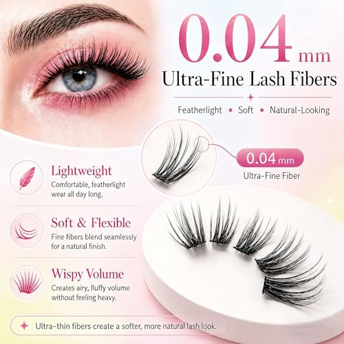 FebFeb C Curl Natural Lash Clusters Kit with Black Lash Extensions, No Remover
