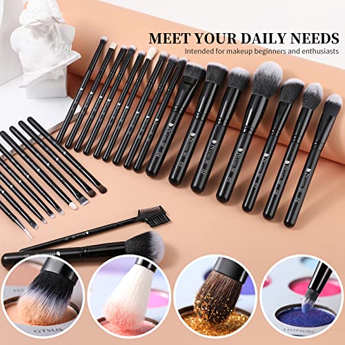 DUcare Professional Makeup Brushes Set+ Folding Mirror with Stand