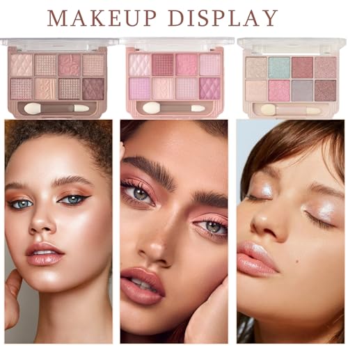 K'APEINE Light Pink 8-Color Eyeshadow Palette with Dual Brush
