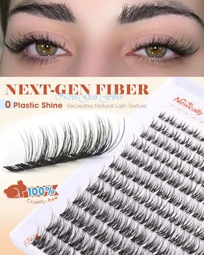 Newcally Wispy Lash Clusters Clear Band 8-16mm D-Curl