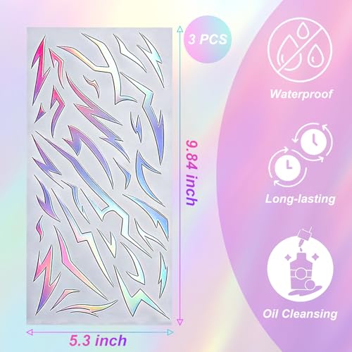 Holographic Lightning Bolt Temporary Tattoos | Y2K Rave Festival (3 Sheets)