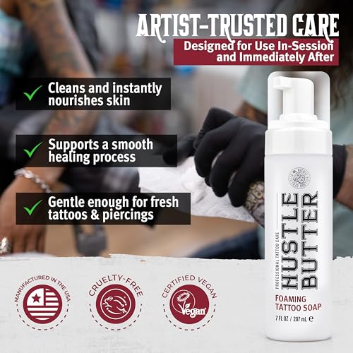 Hustle Bubbles Tattoo Soap - Foaming Cleanser for New Tattoos & Piercings