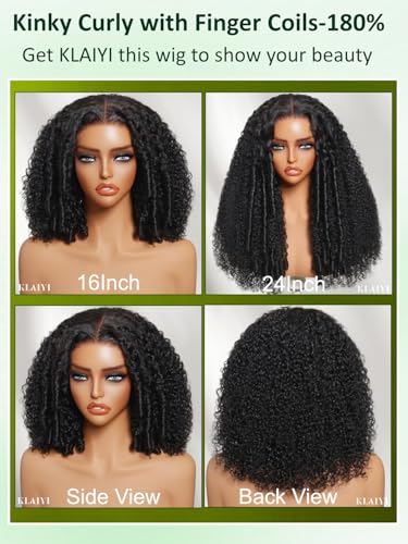 KLAIYI 28-Inch Afro Kinky Curly Lace Front Wig - Glueless & Pre-Plucked